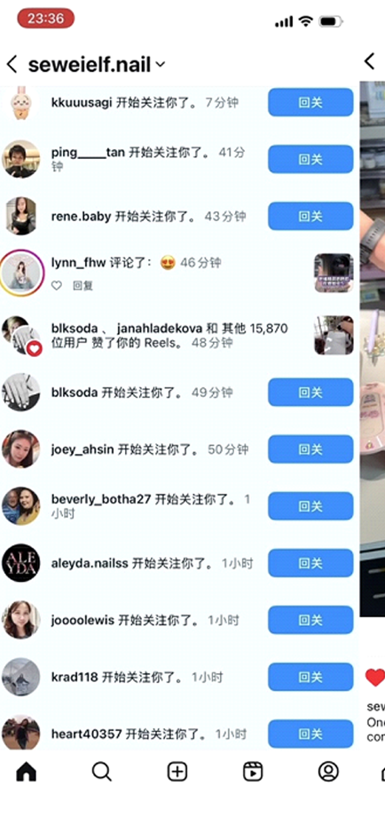 Instagram 涨粉通知截图